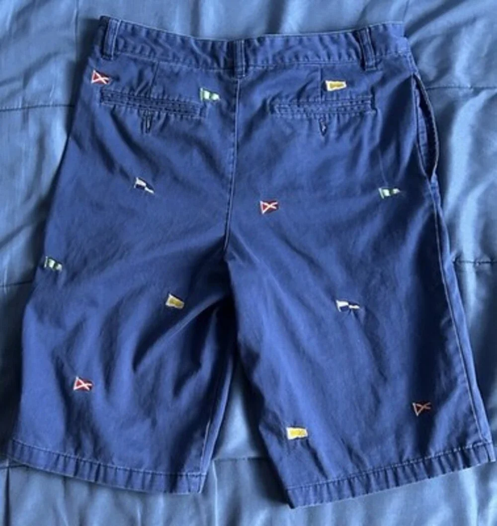 Polo Ralph Lauren Blue Nautical Flags Chino Shorts Size Boys 20 About Men 29-30